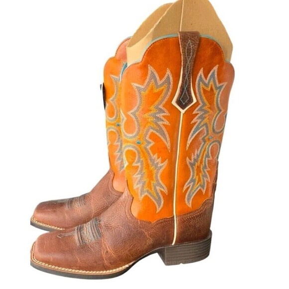 Ariat Tombstone Leather Western Marigold Boots Womens 9.5 Wide Brown New - Picture 3 of 10